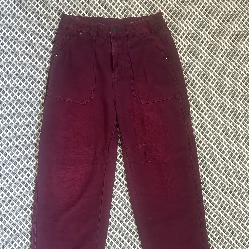 Free People Men's Corduroy Utility Pants in Burgundy